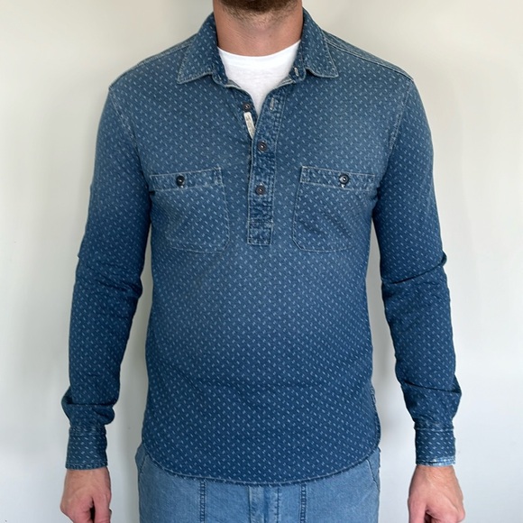 Men’s Patterned Longsleeve Collard Tunic Shirt - Picture 2 of 9